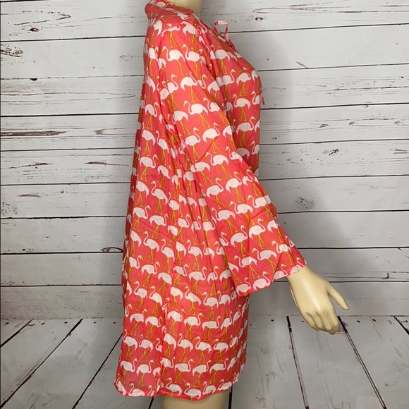Pink white flamingo coverup or tunic M - Picture 2 of 3